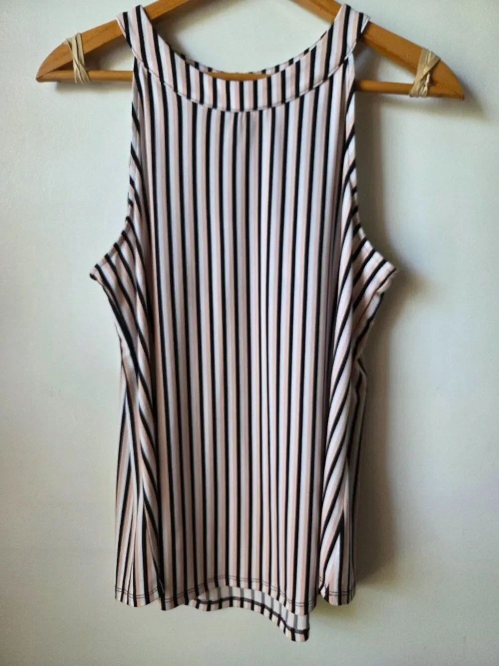 NWT ADRIANNA PAPELL STRIPED HIGH NECK HALTER STYLE TANK TOP SIZE M